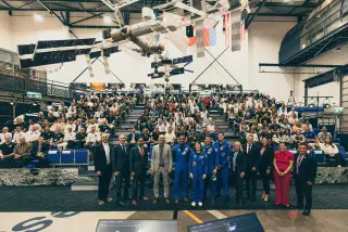 Artemis II crew visits ESA to honor European Service Module