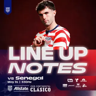 USMNT Unveils Starting XI for Allstate Continental Clásico vs Senegal