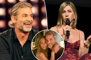 Aniston Chips In a Cheeky Dodgeball Joke During Book Promo with Jim Curtis
