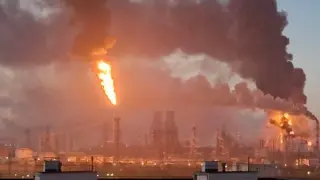 Drone strike ignites major fire at Moscow refinery