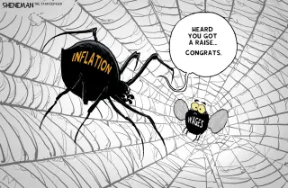 Cartoon Satirizes Wage Stagnation Amid Rising Costs