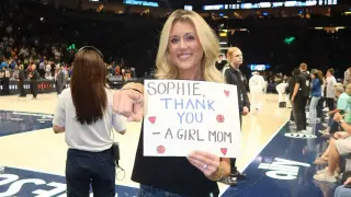 Target Center sign clash: Riley Gaines defies staffer over Sophie Cunningham message