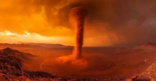 Mars Dust Devils Duel: Perseverance Captures One Swallowing Another