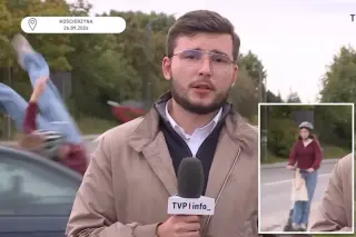 Polish News Crew Captures Teen Scooter Crash During Live Report on Fatal Accident