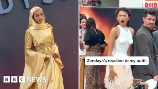 Hijab-clad creator’s red-carpet moment with Zendaya goes viral at The Odyssey premiere