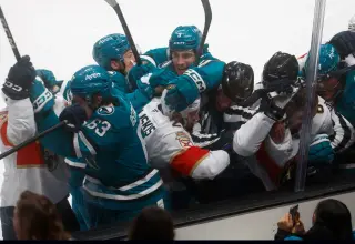 Sharks gut out Panthers in 4-3 OT opener as Cagnoni scores first NHL goal