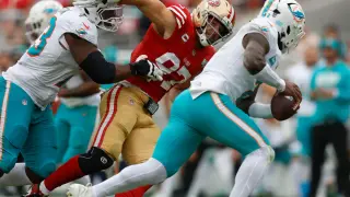 Dolphins O-line falters again as 49ers expose pass protection
