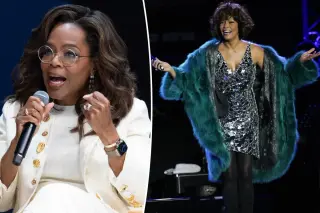 Oprah says she helped cover Whitney Houston’s onstage fall to protect her