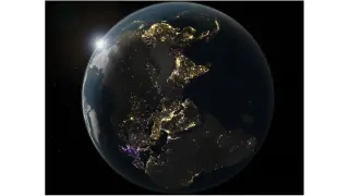 Global night glow up 16% since 2014, with pockets of dimming from conflict and policy