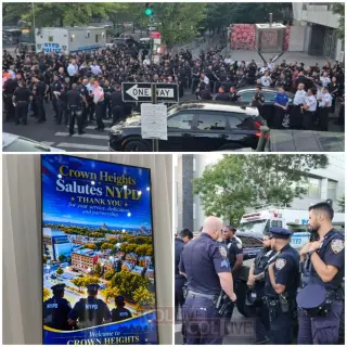 770 Tishrei Tent Provides NYPD Break During Crown Heights Parade
