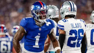 Nabers Returns After Harbaugh Pre-Game Tackle as Giants Top Cowboys