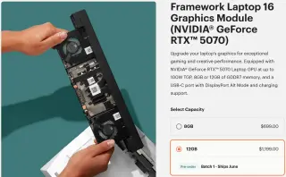 Framework Laptop 16 Gains RTX 5070 12GB Upgrade for $1,199