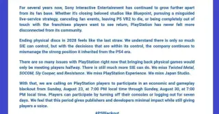 PS fans stage week-long blackout to contest Sony’s disc retirement