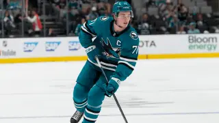 Sharks captain Celebrini scratched with lower-body injury after strong start