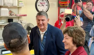Manchin joins Collins in Lewiston to counter Trump and Schumer