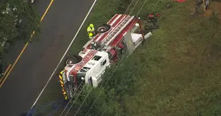 Clayton’s New $950k Fire Truck Overturns on Covered Bridge Road