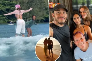 Kim Kardashian Hits the Waves in Pink Gucci Bikini During Vacation With Lewis Hamilton