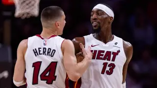 Adebayo and Herro clash in Las Vegas during Summer League practice