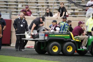Aggies captain Daymion Sanford exits spring game with lower-leg injury; return timeline unclear