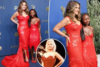 Hargitay and daughter shine in Mansfield-inspired red on Emmys red carpet