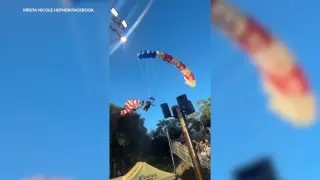 Flag snag sends skydiver into tent at Folsom Pro Rodeo; he walks away unscathed