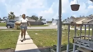 Doorbell cam captures delivery driver flinging package onto Florida porch
