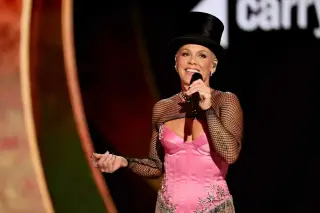 Pink Dazzles the Tonys in Corset and Fishnets Referencing Her Name