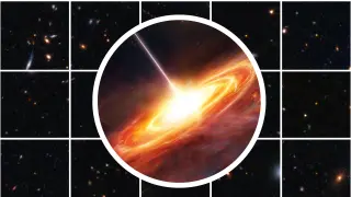 Ancient quasar reveals rapid black hole growth in the universe’s infancy