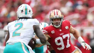 49ers Star Nick Bosa Out for Weeks With Calf Injury