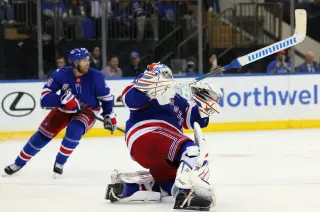 Shesterkin Finally Lands NHL Goalie Goal in Rangers' 5-1 Home Opener Win