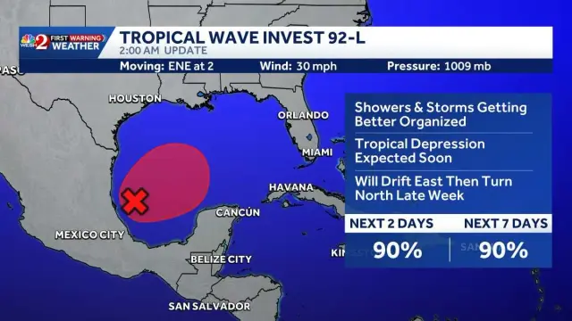 Gulf disturbance Invest 92-L likely to form tropical depression, bringing rain to Florida Panhandle