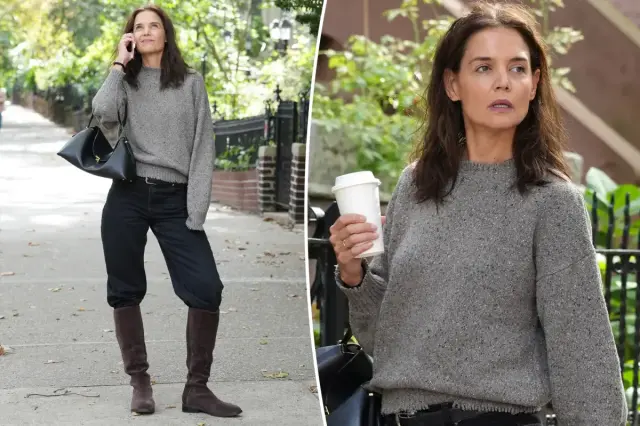 Katie Holmes pairs casual NYC look with water-resistant Vivaia boots