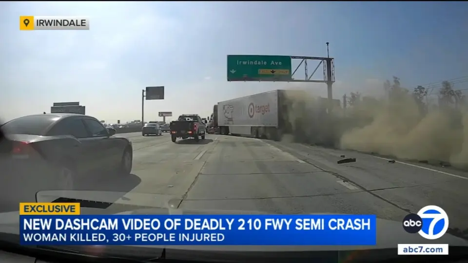 Dashcam captures pre-crash sequence in fatal Irwindale I-210 wreck