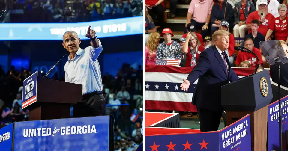 Midterm Clash: Obama Fills 8,000-Seat Georgia Arena While Trump Draws Smaller Ohio Crowd