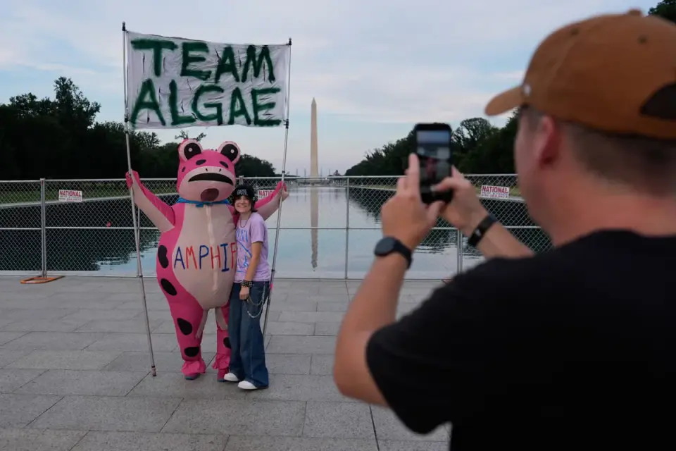Trump’s algae-green Reflecting Pool sparks internet meme frenzy