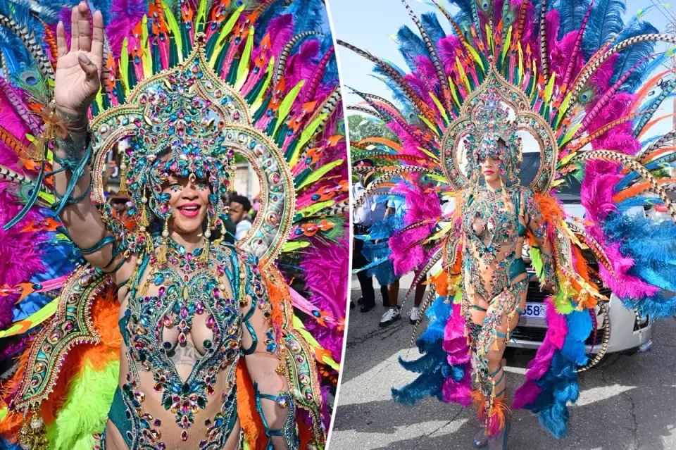Rihanna Dazzles in Jewel-Studded Barbados Carnival Look at Crop Over 2026