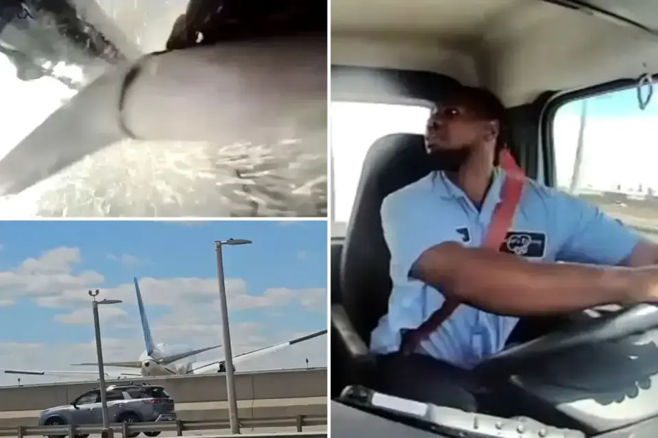 Dashcam Moment: Plane Hits Bakery Truck on Newark Approach