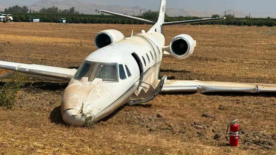 Small Plane Skids Across Street After Hard Landing at Porterville Airport