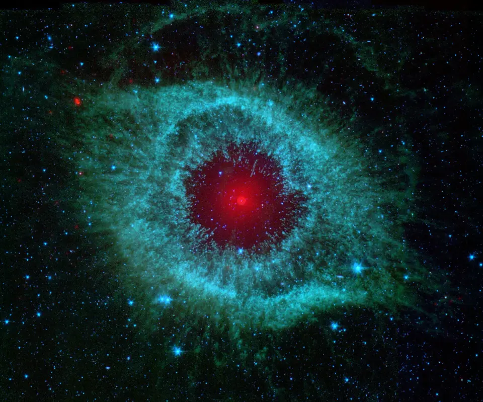 Helix Nebula: dying Sun, dusty disk, and surviving comets