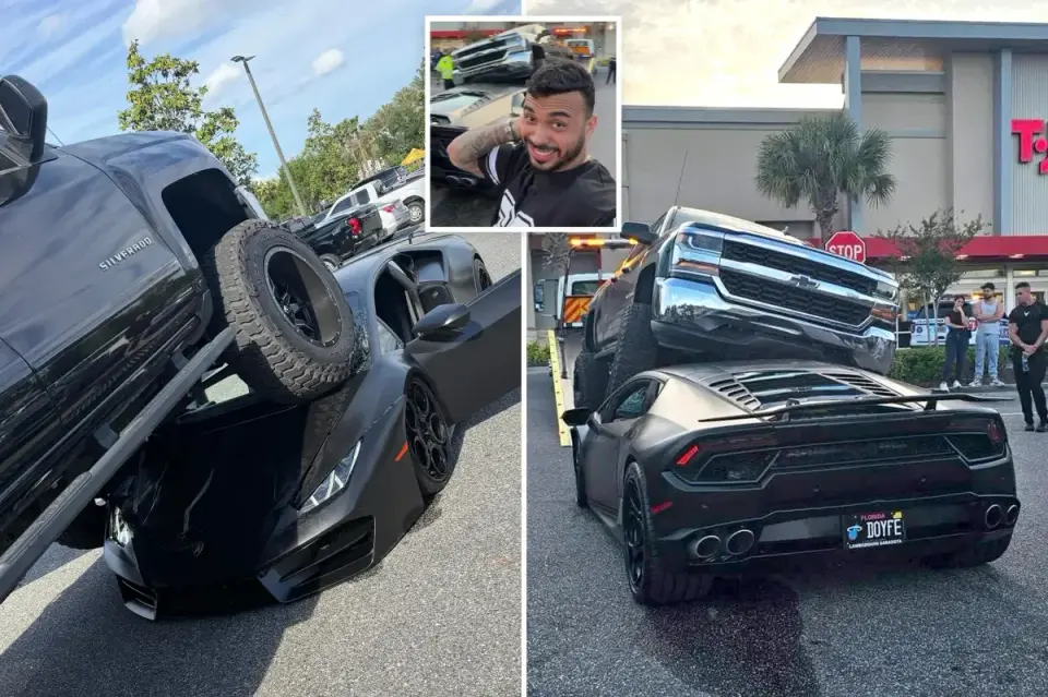 Orlando-area pickup crushes a $250K Lamborghini in shocking parking-lot crash