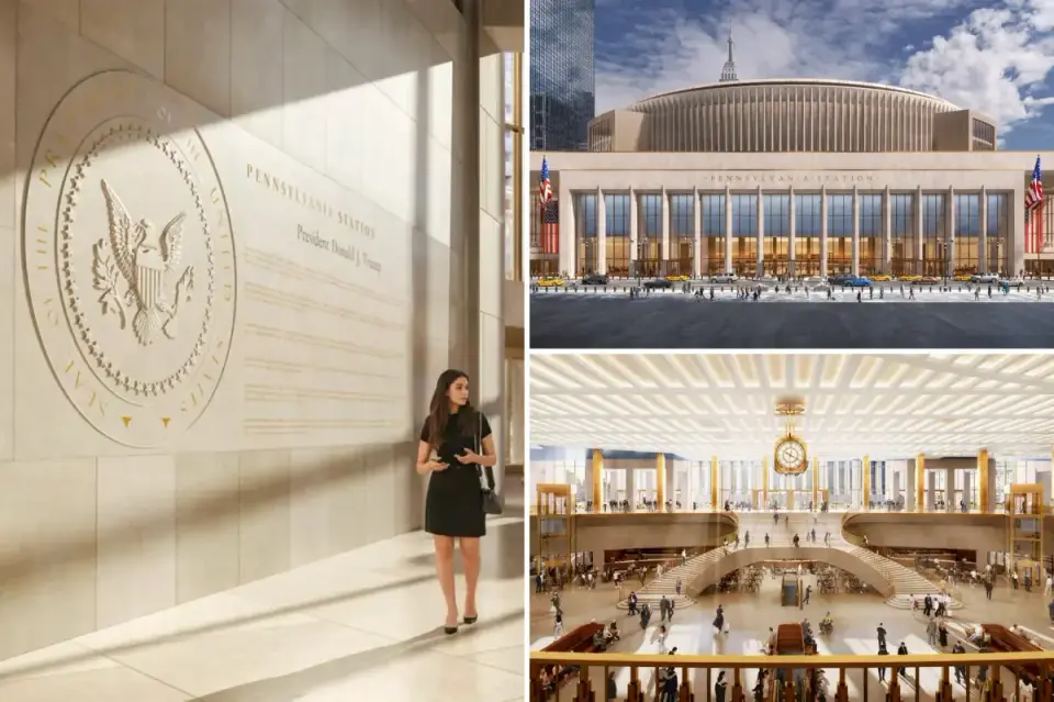 Leaked Penn Station renderings reveal Trump-era grandeur and a presidential seal