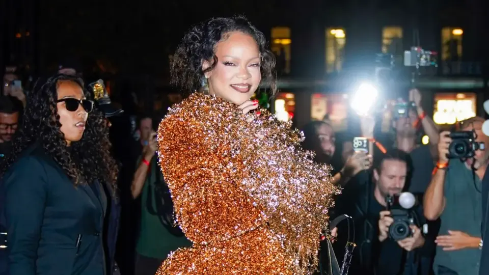Rihanna Opens Paris Fashion Week in Avant-Garde Gold Matières Fécales Suit
