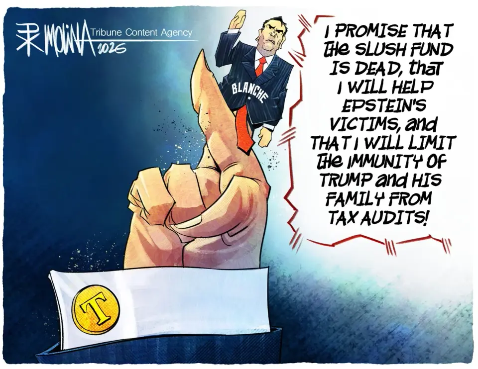 Puppet Strings: Cartoon Portrays DOJ as Under Trump’s Influence