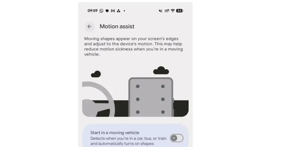 Google's Motion Assist uses moving screen dots to curb car sickness on Android