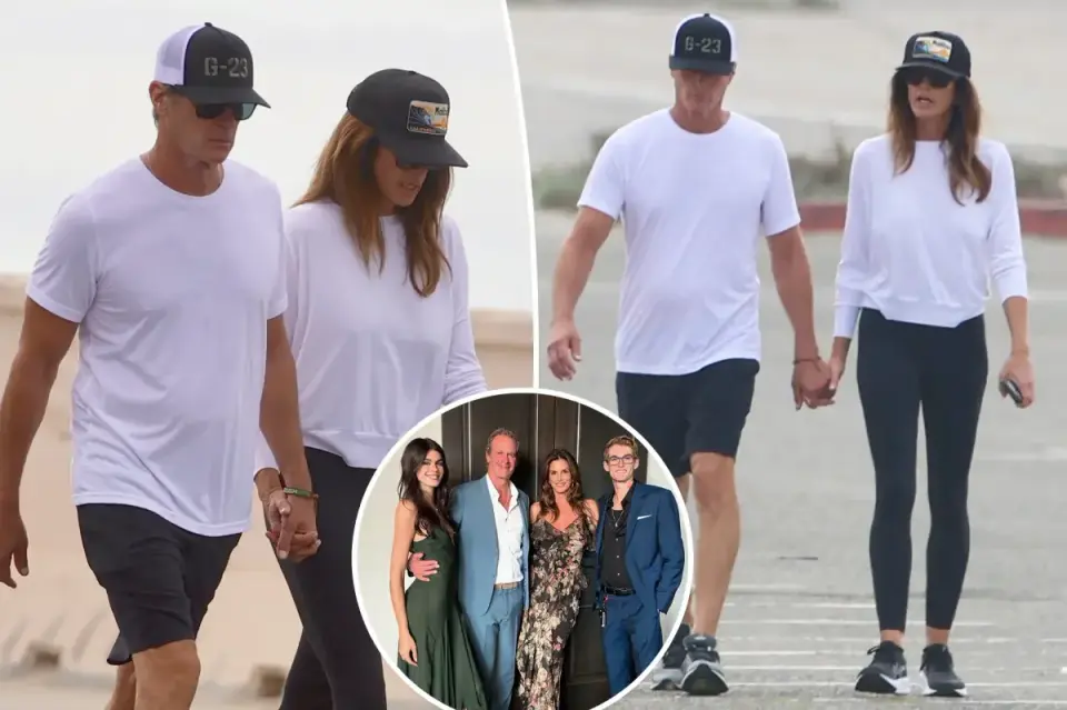 Cindy Crawford and Rande Gerber hold hands in first public outing since son Presley's death