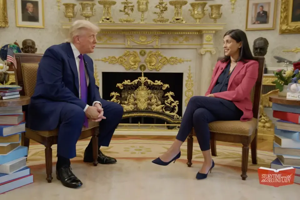 Trump’s Storytime chat with Usha Vance veers from weight talk to playful president-talk