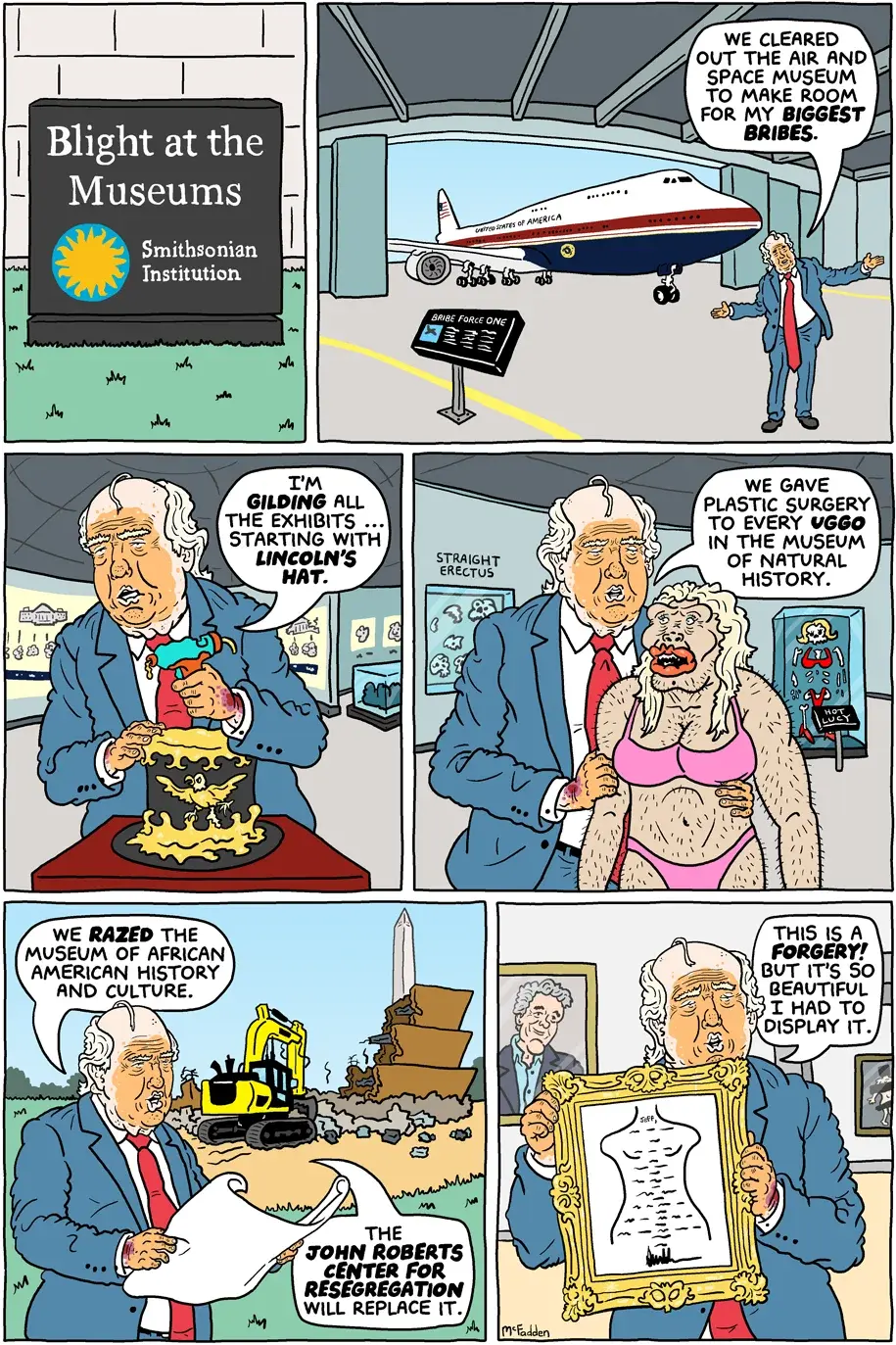 Museums under a satirical spotlight in ‘Blight at the museums’ cartoon