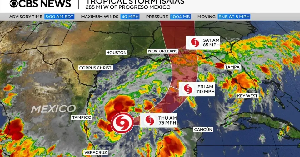 Isaias becomes first 2026 Atlantic hurricane, threatens Gulf Coast with 7-foot surge