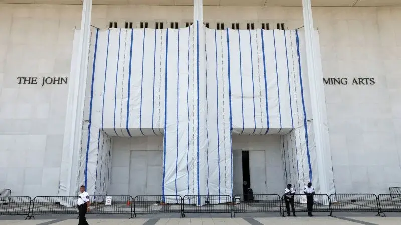 Kennedy Center won’t remove tarp as Trump-name dispute heads to court