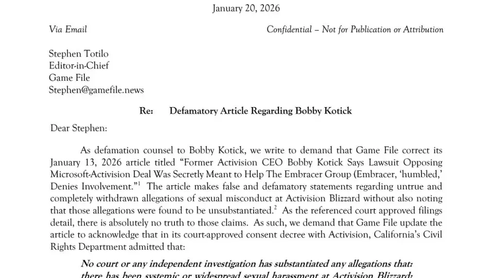 Kotick’s Legal Team Apologizes After Failing to Read Full Article Before Issuing Threat